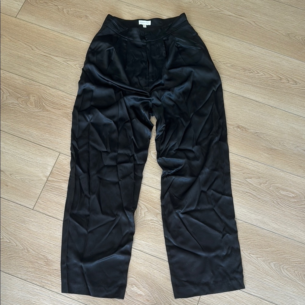 Black Satin Wide-Leg Pants